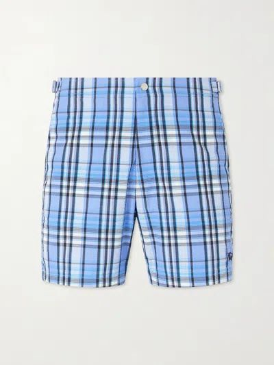 Burberry Lightweight Tech Swim Shorts With Striped Motif And Logo In Blue