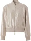 Burberry Sequinned Cashmere Cotton Blend Bomber Jacket In Neutrals