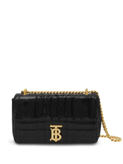 Burberry Sequinned Quilted Chain Linked Small Lola Bag In Black