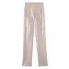 Burberry Sequinned Cashmere Cotton Blend Trousers In Beige