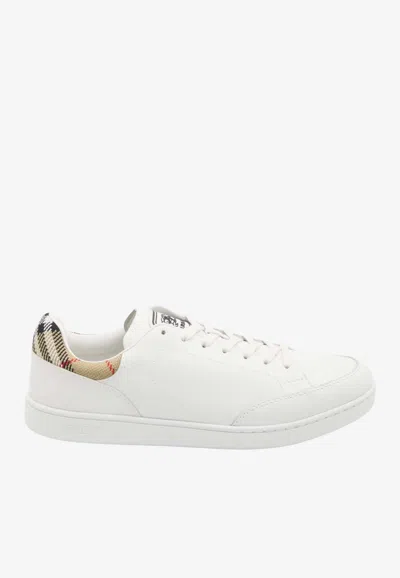 Burberry White Calf Leather Bos Taurus Low Top Sneakers