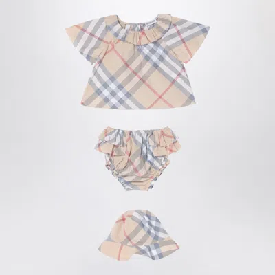 Burberry Set Of Three Pieces Light Beige With Pattern In Grey