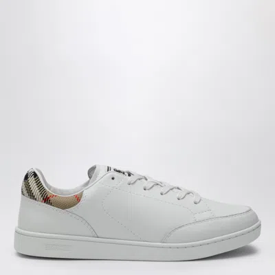 BURBERRY BURBERRY SET SNEAKERS IN WHITE LEATHER AND CHECK