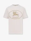 Burberry Beige Crewneck T-shirt With Maxi Logo On The Front In Cotton Man In Blue