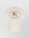 Burberry Beige Crewneck T-shirt With Maxi Logo On The Front In Cotton Man In White