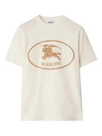 Burberry Seth Crewneck Cotton T Shirt In Neutral