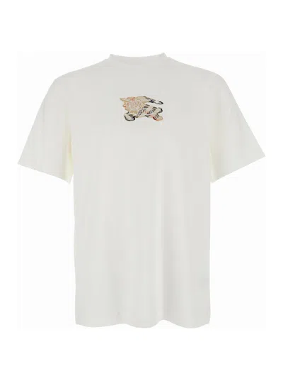 Burberry Equestrian Knight Design Cotton T-shirt In White