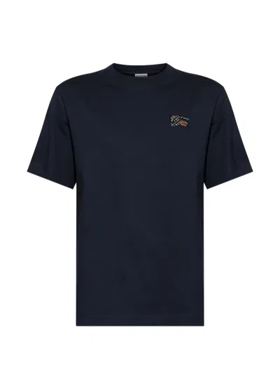 Burberry Seth Embroidered-logo T-shirt In Blue