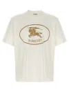 Burberry Beige Crewneck T-shirt With Maxi Logo On The Front In Cotton Man In White