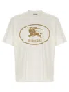 Burberry Beige Crewneck T-shirt With Maxi Logo On The Front In Cotton Man In White
