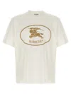 Burberry Beige Crewneck T-shirt With Maxi Logo On The Front In Cotton Man In White