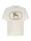 Burberry Beige Crewneck T-shirt With Maxi Logo On The Front In Cotton Man In White