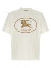 Burberry Beige Crewneck T-shirt With Maxi Logo On The Front In Cotton Man In White