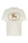 Burberry Men Beige Crewneck T-shirt With Maxi Logo On The Front In Cotton Man In White