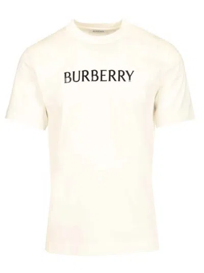 Burberry Cotton T Shirt Featuring Front Logo Print In White
