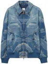 Burberry Light And Dark Blue Cotton Blend Denim Jacket In Blue