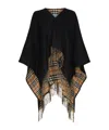 Burberry Vintage-style Check Fringed Wool Cape In Black
