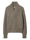 Burberry Soft Wool Knit Sweater With Shawl Collar In Brown