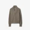 Burberry Soft Wool Knit Sweater With Shawl Collar In Gray