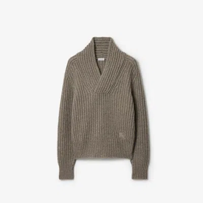 Burberry Shawl Collar Wool Sweater In Gray