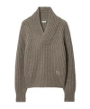 Burberry Soft Wool Knit Sweater With Shawl Collar In Gray