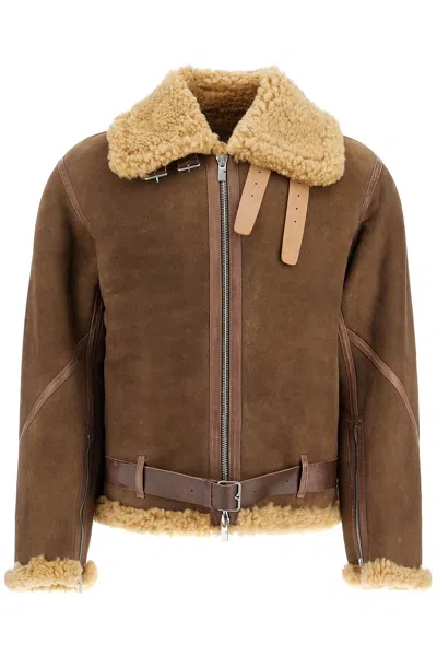 Burberry Shearling Aviator Jacket For In Multicolor