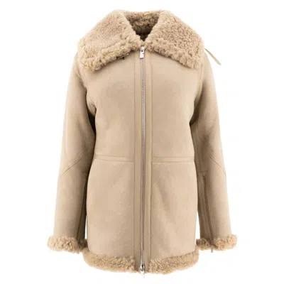 Burberry Shearling Aviator Jacket In Neutral