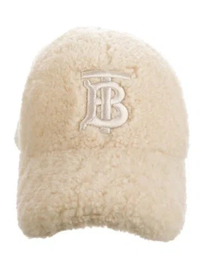 Pre-owned Burberry Shearling Baseball Cap. In Neutrals