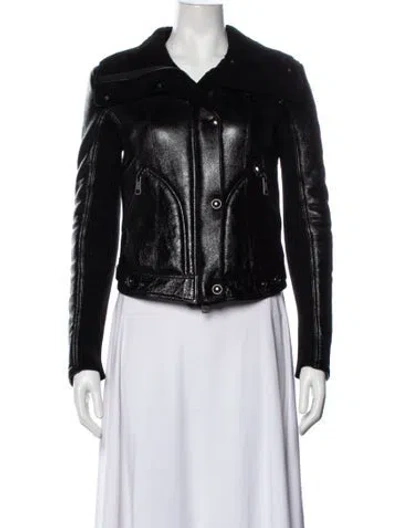 Pre-owned Burberry Shearling Biker Jacket In Black