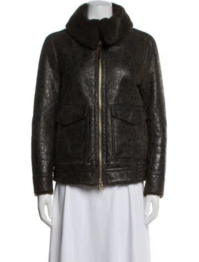 Pre-owned Burberry Shearling Biker Jacket In Brown