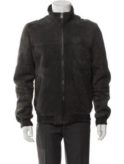 Pre-owned Burberry Shearling Bomber Jacket In Gray
