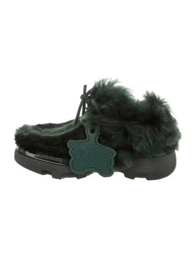 Pre-owned Burberry Shearling Chelsea Boots In Green
