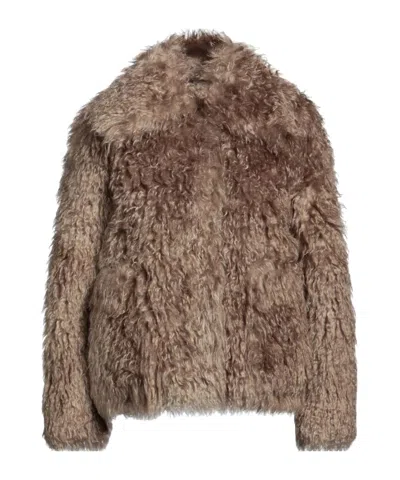 Burberry Shearling Coat In Brown