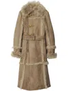 Burberry Shearling Coat In Neutrals
