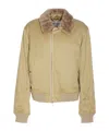 Burberry Bomber-style Coat With Plush Collar In Nude