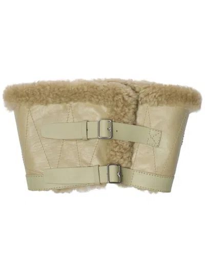 Burberry Shearling Collar Scarf In Neutrals