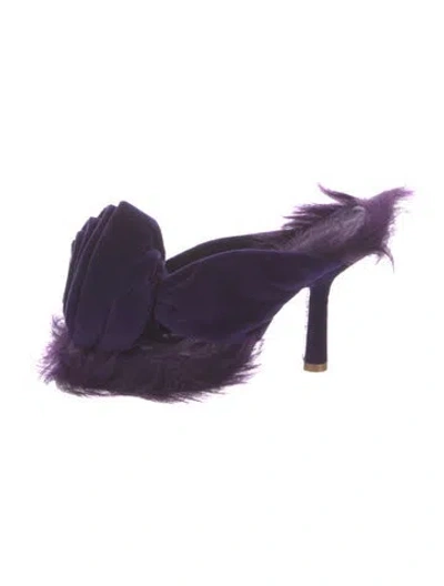 Pre-owned Burberry Shearling Espadrilles W/ Tags In Purple