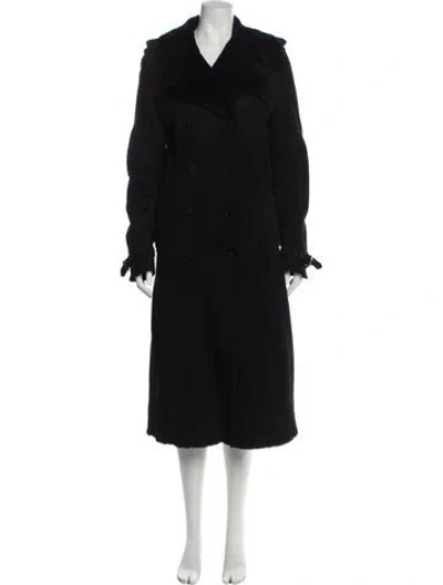 Pre-owned Burberry Shearling Faux Fur Coat In Black