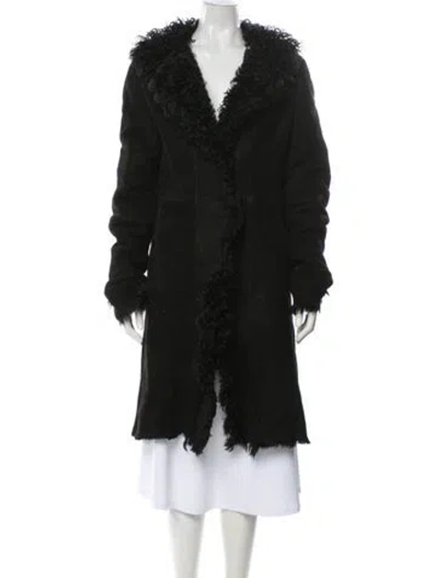 Pre-owned Burberry Shearling Faux Fur Coat In Black