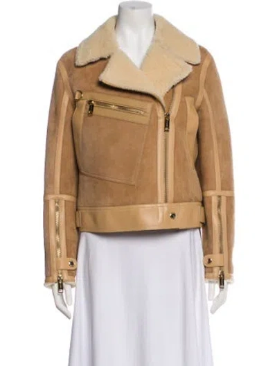 Pre-owned Burberry Shearling Faux Fur Jacket In Neutral