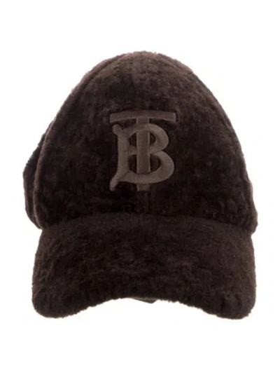 Pre-owned Burberry Shearling Fur Baseball Cap. In Brown