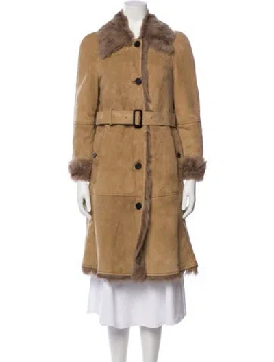 Pre-owned Burberry Shearling Fur Coat W/ Tags In Brown