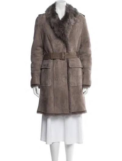 Pre-owned Burberry Shearling Fur Coat W/ Tags In Neutral
