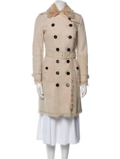 Pre-owned Burberry Shearling Fur Coat W/ Tags In Neutral