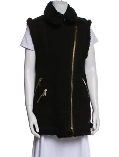 Pre-owned Burberry Shearling Fur Jacket In Black