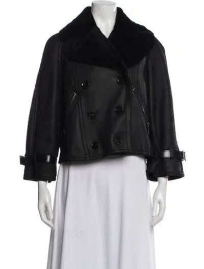 Pre-owned Burberry Shearling Fur Jacket In Black