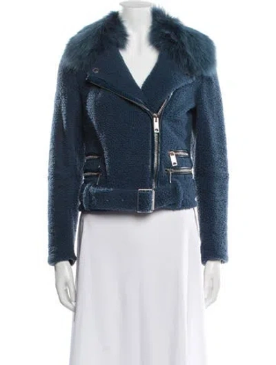 Pre-owned Burberry Shearling Fur Jacket In Blue