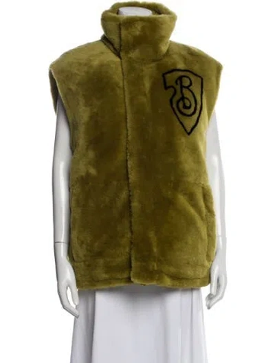 Pre-owned Burberry Shearling Fur Jacket W/ Tags In Green