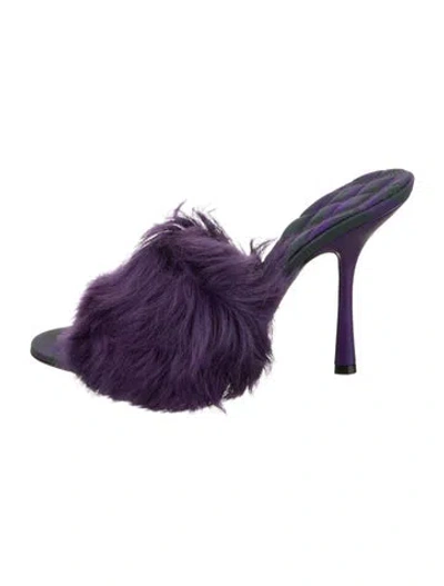 Pre-owned Burberry Shearling Fur Trim Slides W/ Tags In Purple