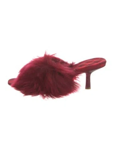 Pre-owned Burberry Shearling Fur Trim Slides W/ Tags In Red